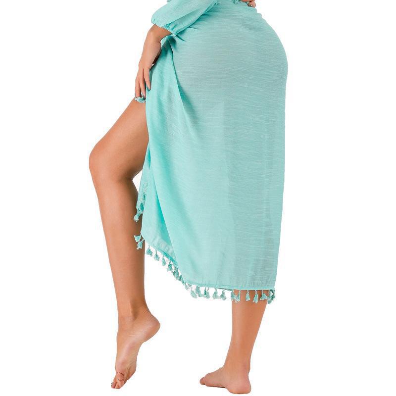 SL31  Half-length tassel shawl sun protection wrap skirt