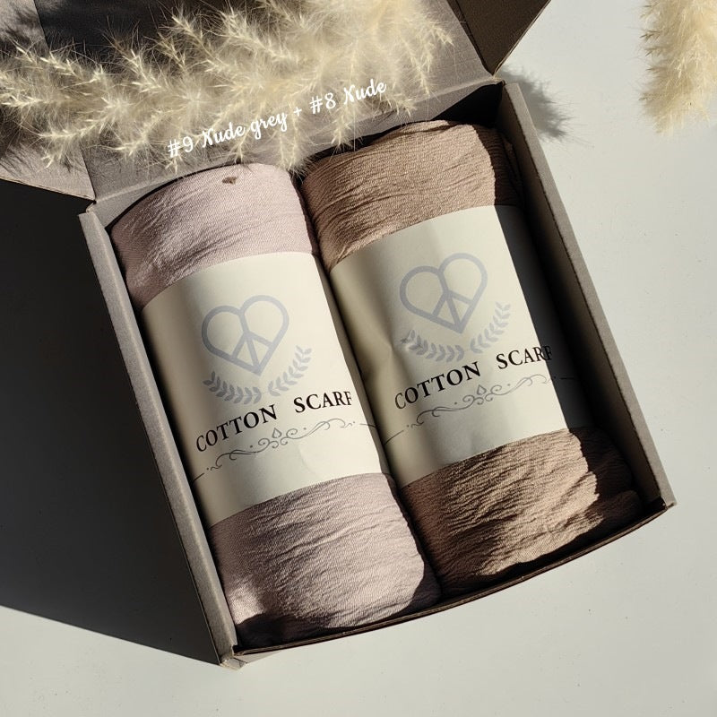 WJA168 Natural Wrinkle Rayon Scarf Solid Color Neck Scarf Cotton Linen Shawl - MinYang Fashion Apparel Accessory Manufacturer