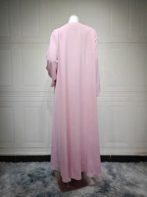 MQ255  Elegant Lace Trim Long Dress Cardigan