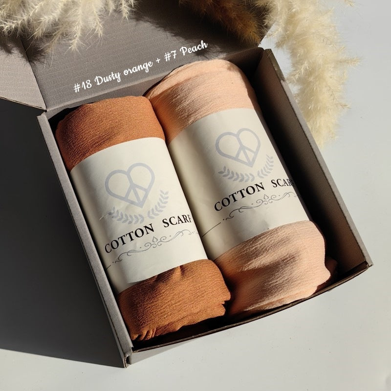 WJA168 Natural Wrinkle Rayon Scarf Solid Color Neck Scarf Cotton Linen Shawl - MinYang Fashion Apparel Accessory Manufacturer