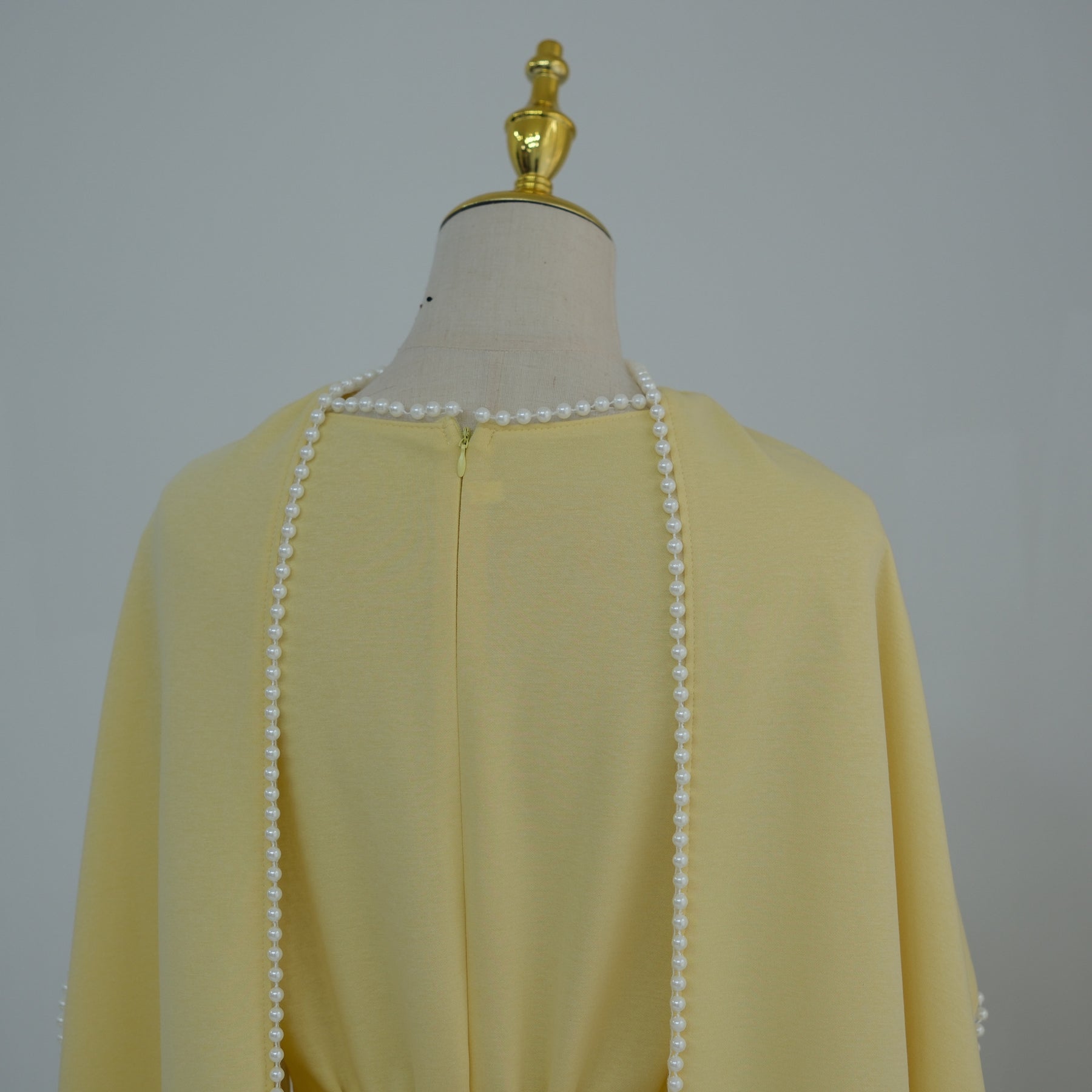 LR1167  Plain Scuba Beaded Shawl + Long Sleeve Dress Set