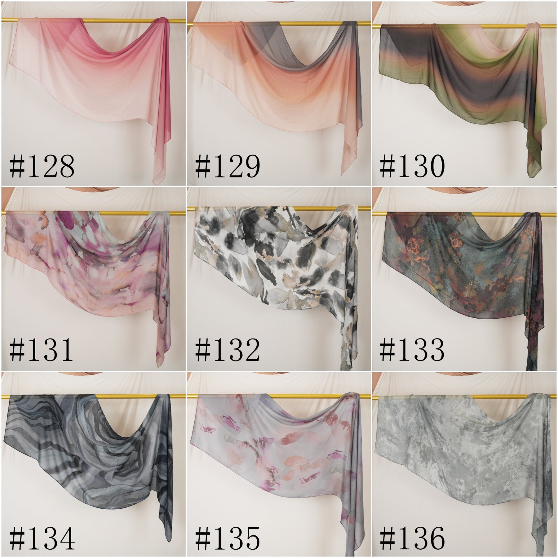 DL001  Modal printed hijab with square corners and rolled hem