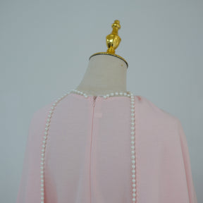LR1167  Plain Scuba Beaded Shawl + Long Sleeve Dress Set