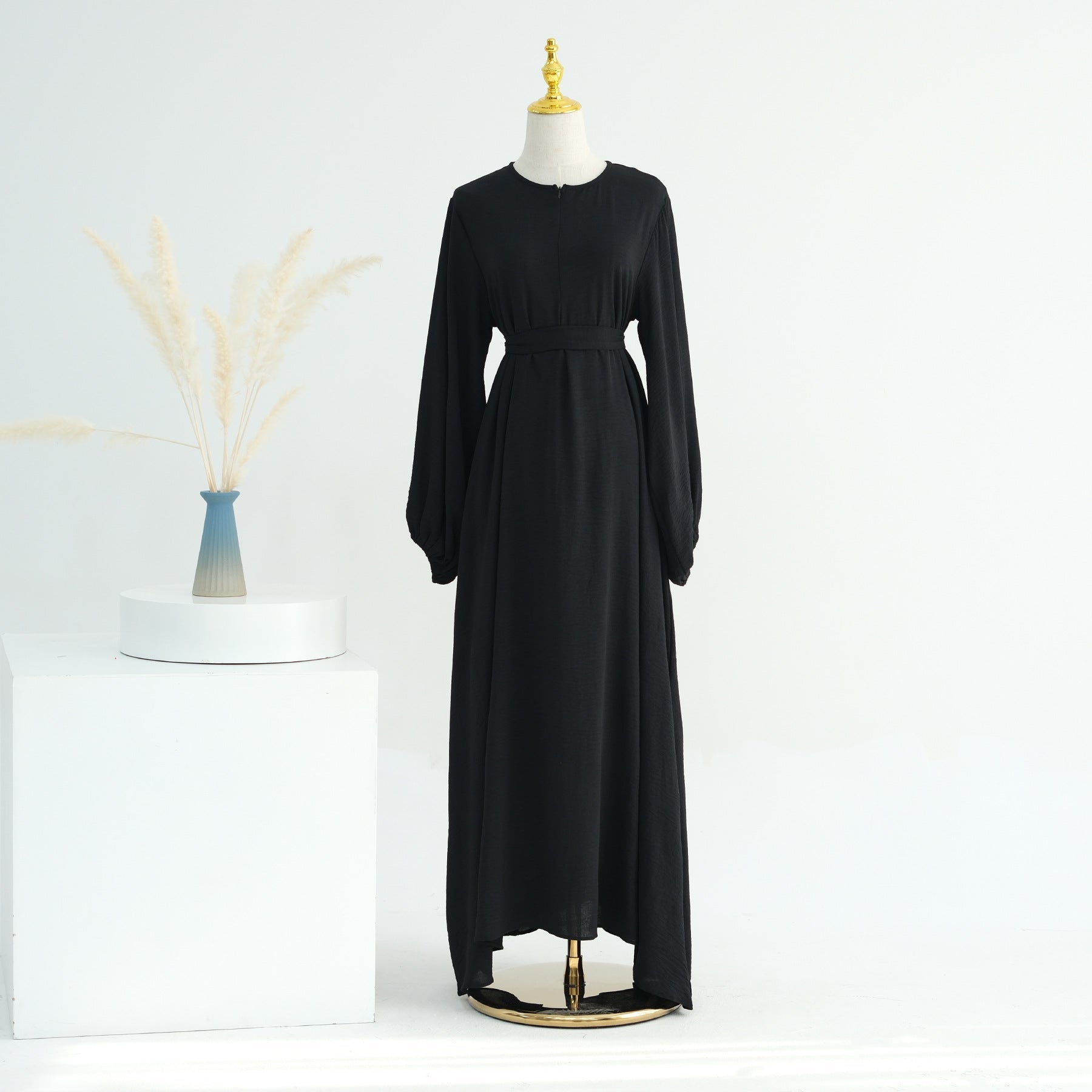 LR708  Plain Viscose Elastic Cuff Dress