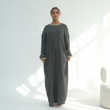 LR1108  Autumn/Winter Contrast-Color Faux Cashmere Jersey Dress