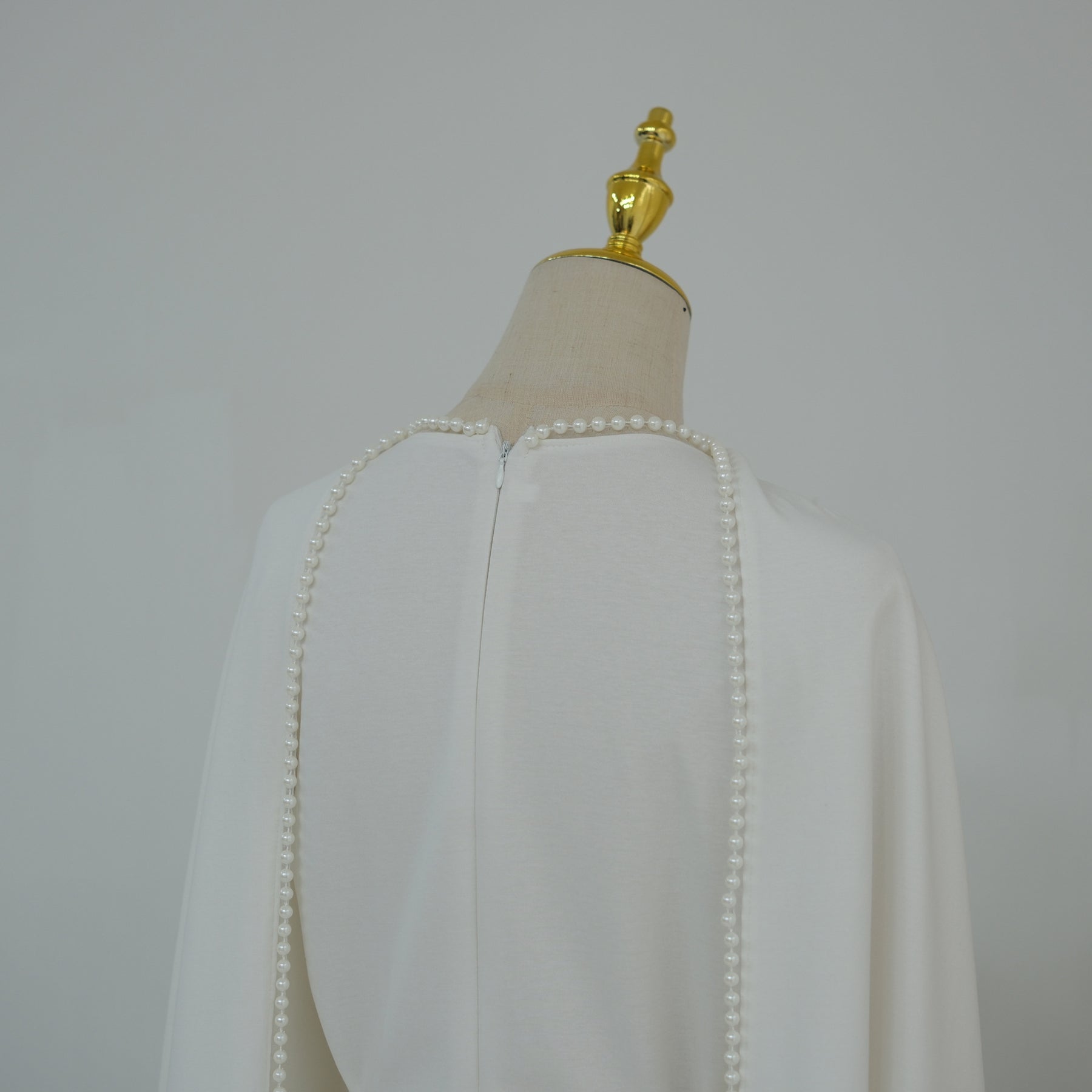 LR1167  Plain Scuba Beaded Shawl + Long Sleeve Dress Set