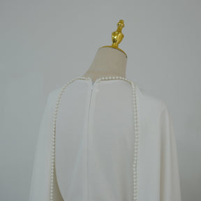 LR1167  Plain Scuba Beaded Shawl + Long Sleeve Dress Set