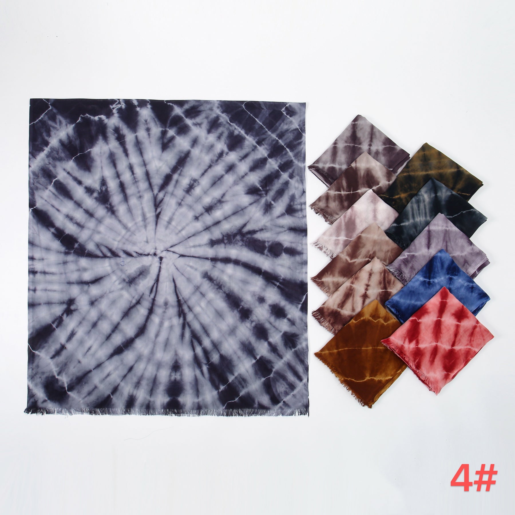 SS013  Modal Tie-Dye Printed Hijab with Short Fringe Ends