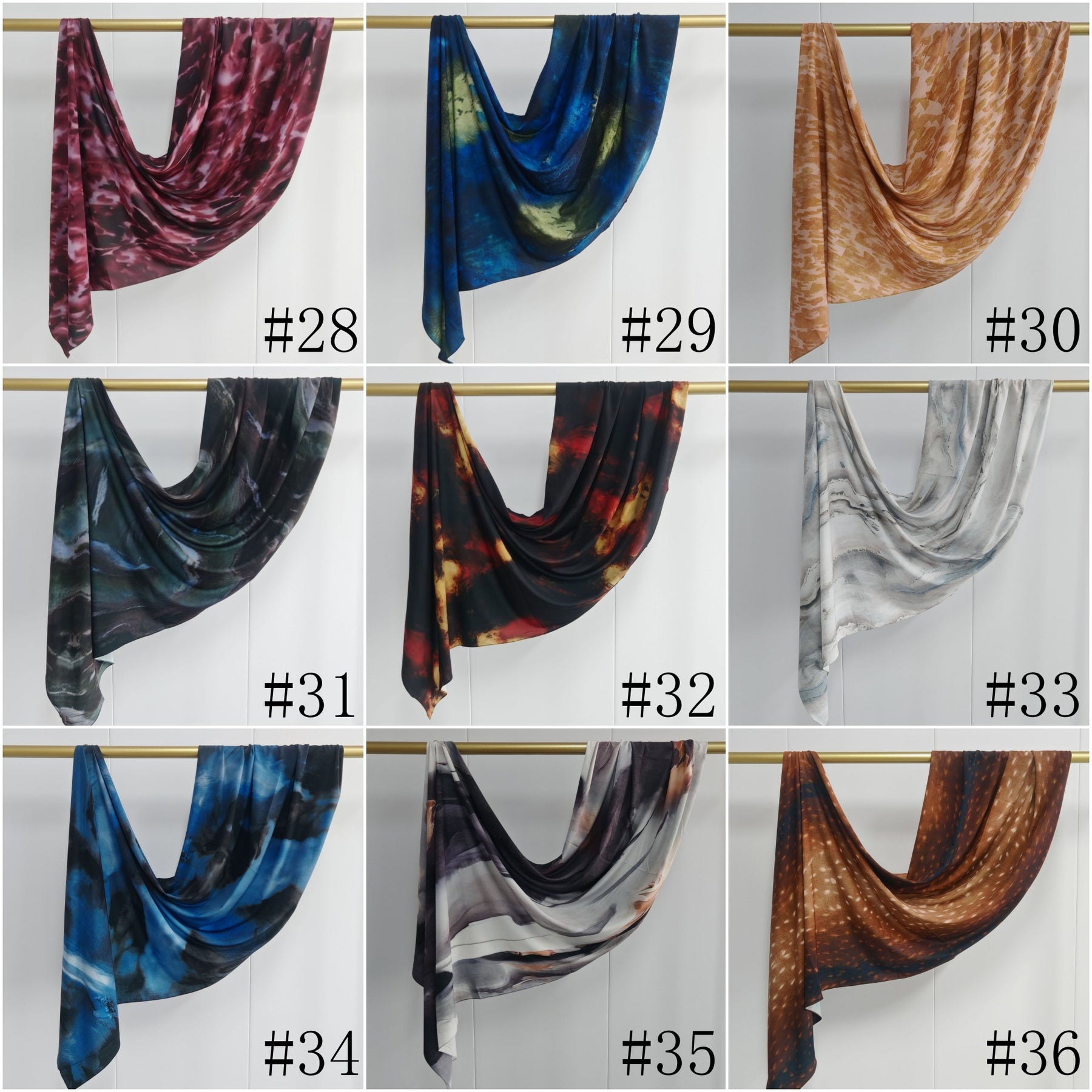JBWJ001  Soft Modal Watercolor Printed Double-Sided Ethnic Long Hijab