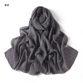 YZ328  Striped Lightweight Polyester Colorful Sequin Hijab