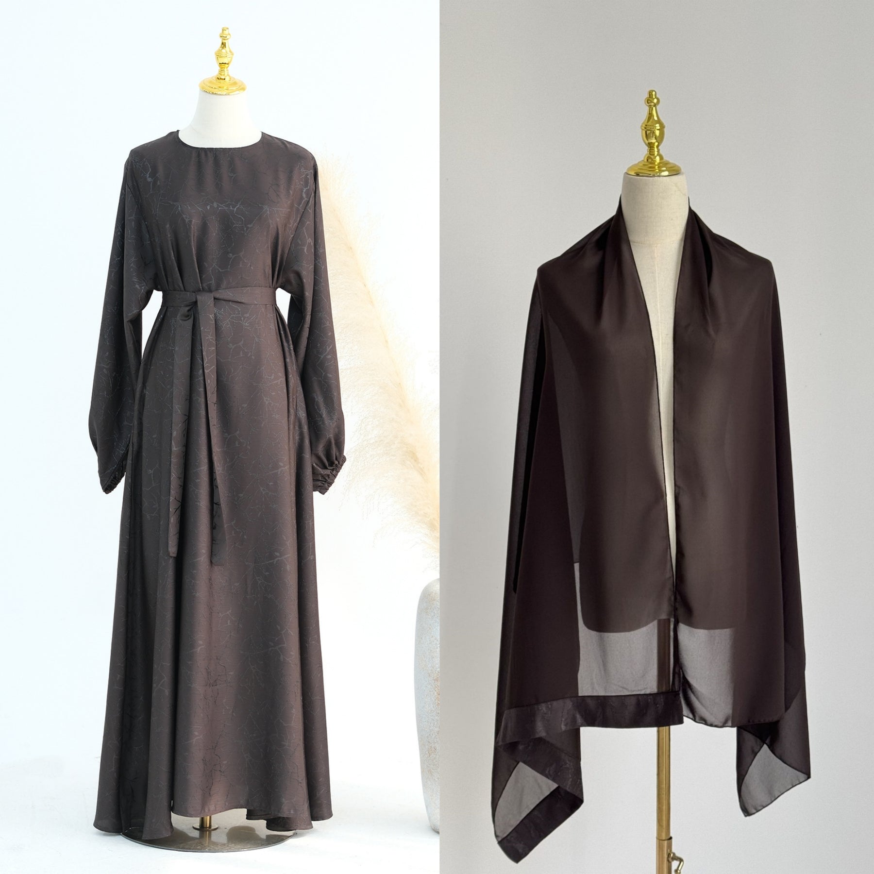 LRDB009  Plain Bat-Sleeve Dress Abaya+Hijab