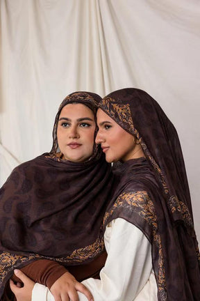 MYR002  Printed Modal Hijab – Elegantly Styled on Model