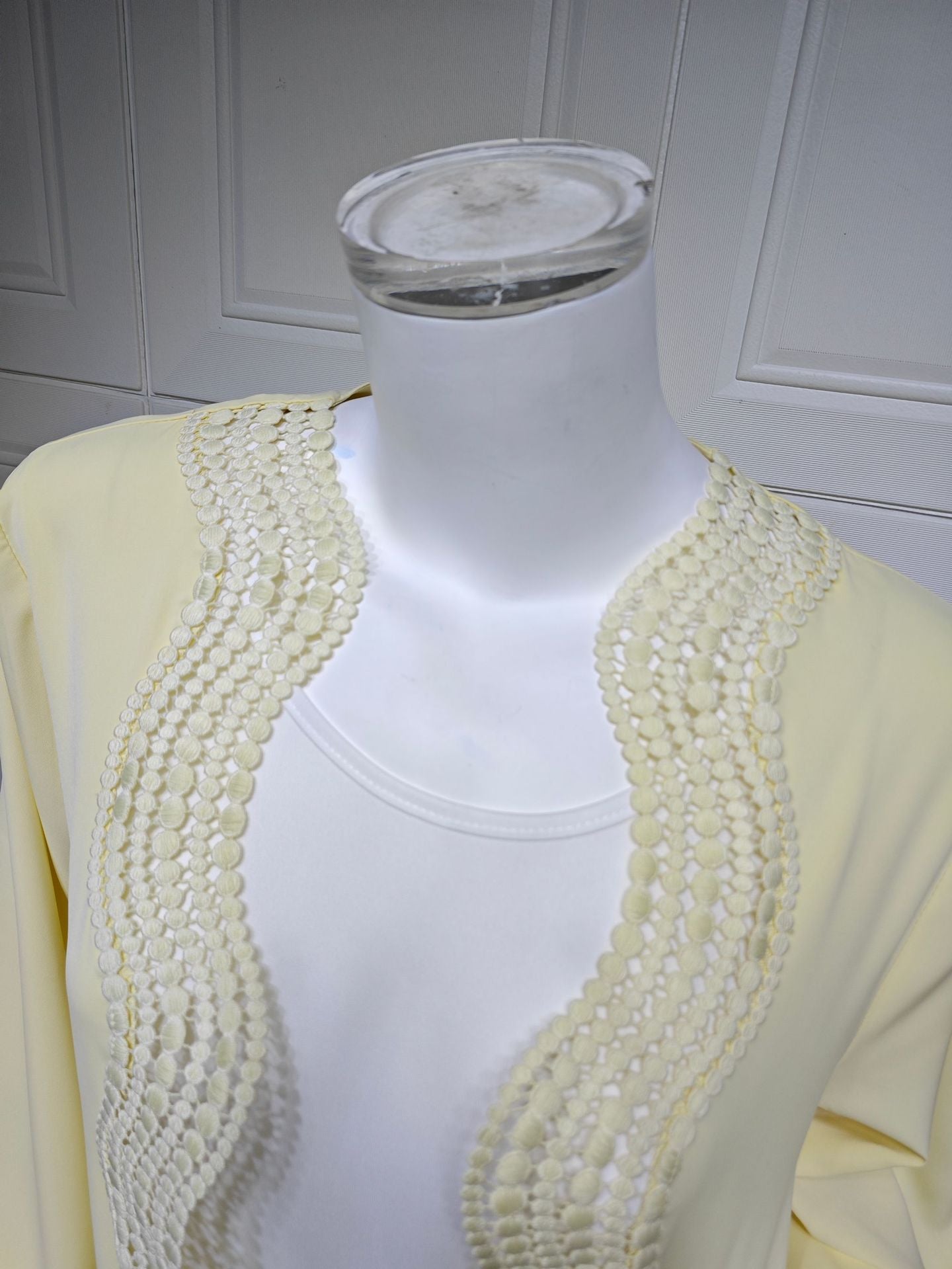 MQ255  Elegant Lace Trim Long Dress Cardigan