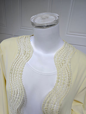 MQ255  Elegant Lace Trim Long Dress Cardigan