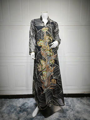 AB485  Mesh Embroidered Maxi Dress Ethnic Women's Clothing