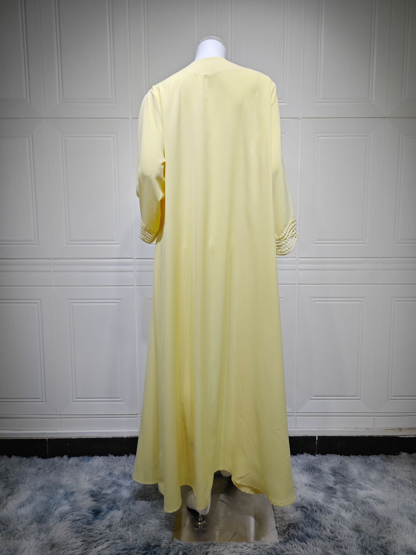 MQ255  Elegant Lace Trim Long Dress Cardigan