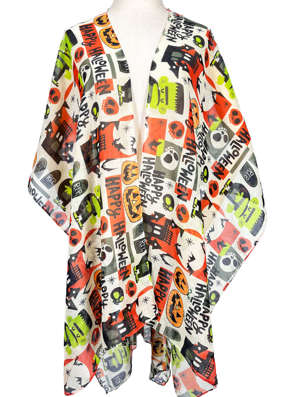 BD-115 Halloween Digital print scarf/Casual cardigan set