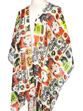 BD-115 Halloween Digital print scarf/Casual cardigan set