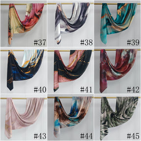 JBWJ001  Soft Modal Watercolor Printed Double-Sided Ethnic Long Hijab