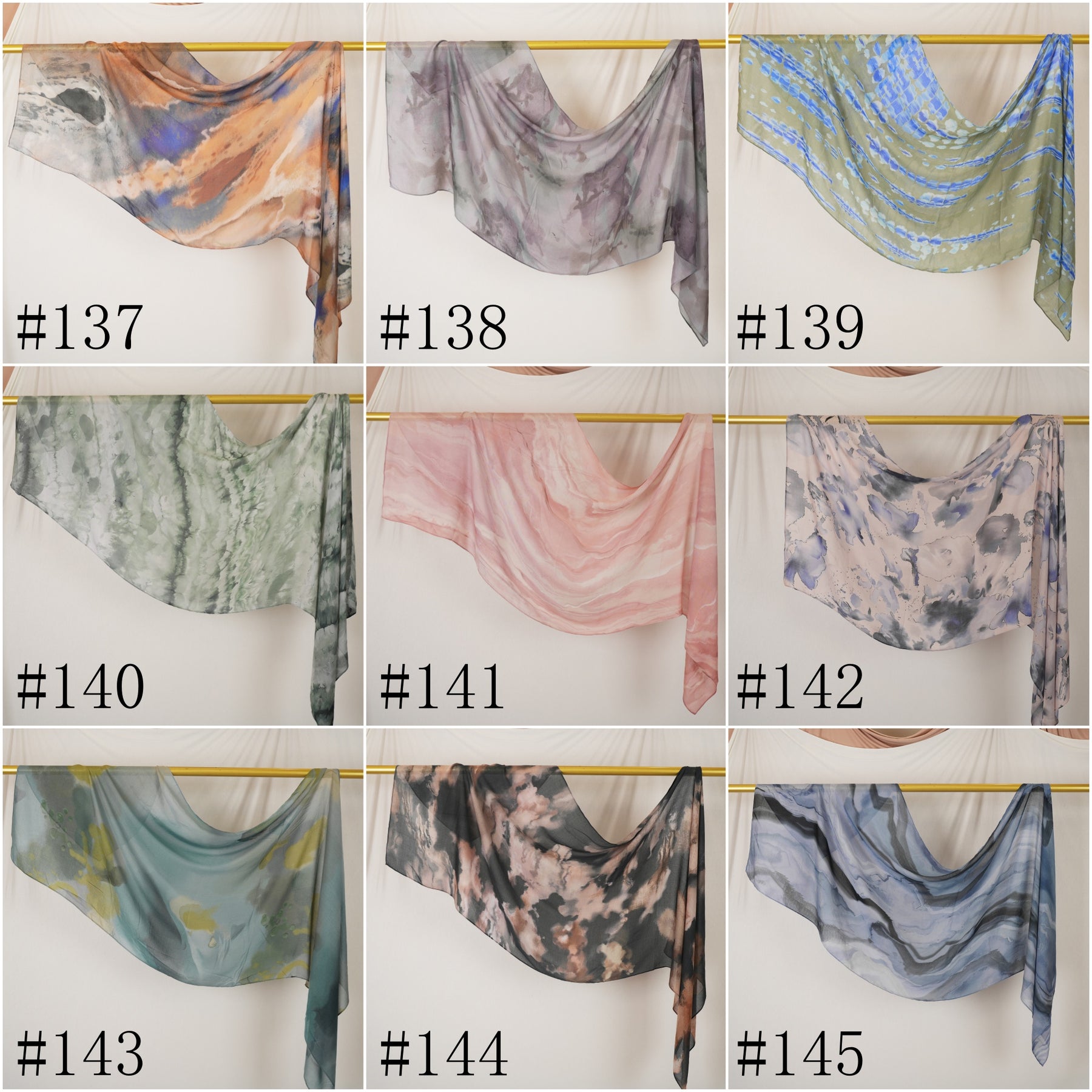 DL001  Modal printed hijab with square corners and rolled hem