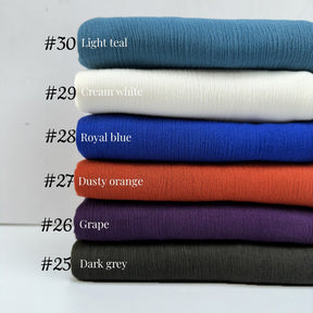 WJA79  Plain natural crinkle cotton hijab with fringes on both ends