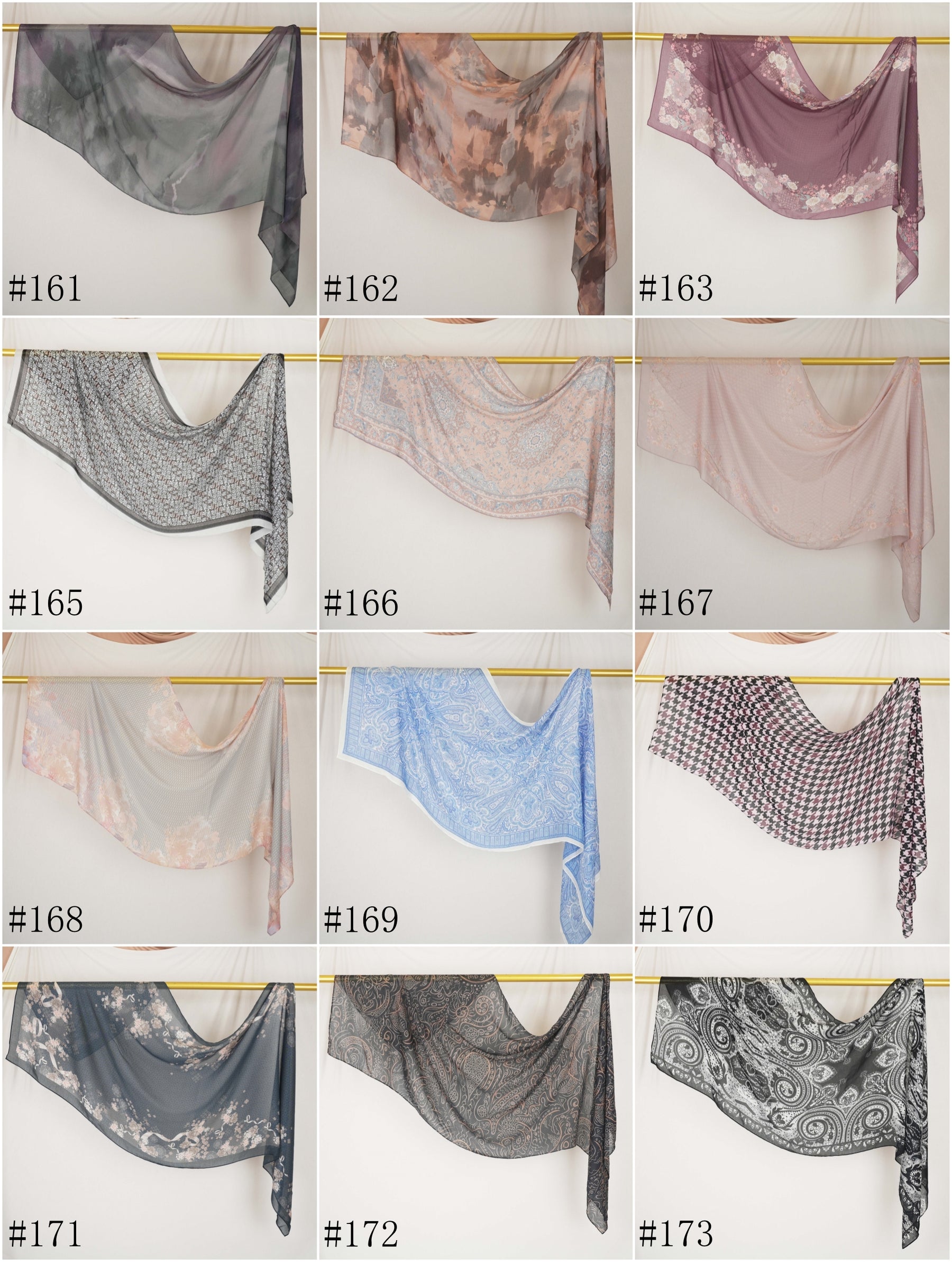 DL001  Modal printed hijab with square corners and rolled hem
