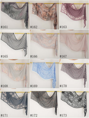 DL001  Modal printed hijab with square corners and rolled hem