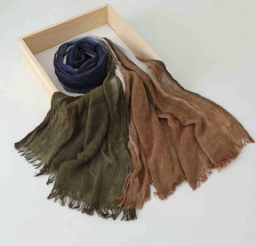 SS009  Modal Tie-Dye Oil Painting Style Two-End Fringed Crinkled Hijab