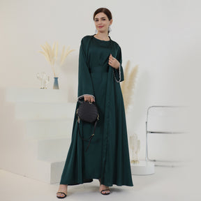 LR627+LR635 Amazon Dubai Spring and Summer Daily Solid Color Bead Suit Dress Robe