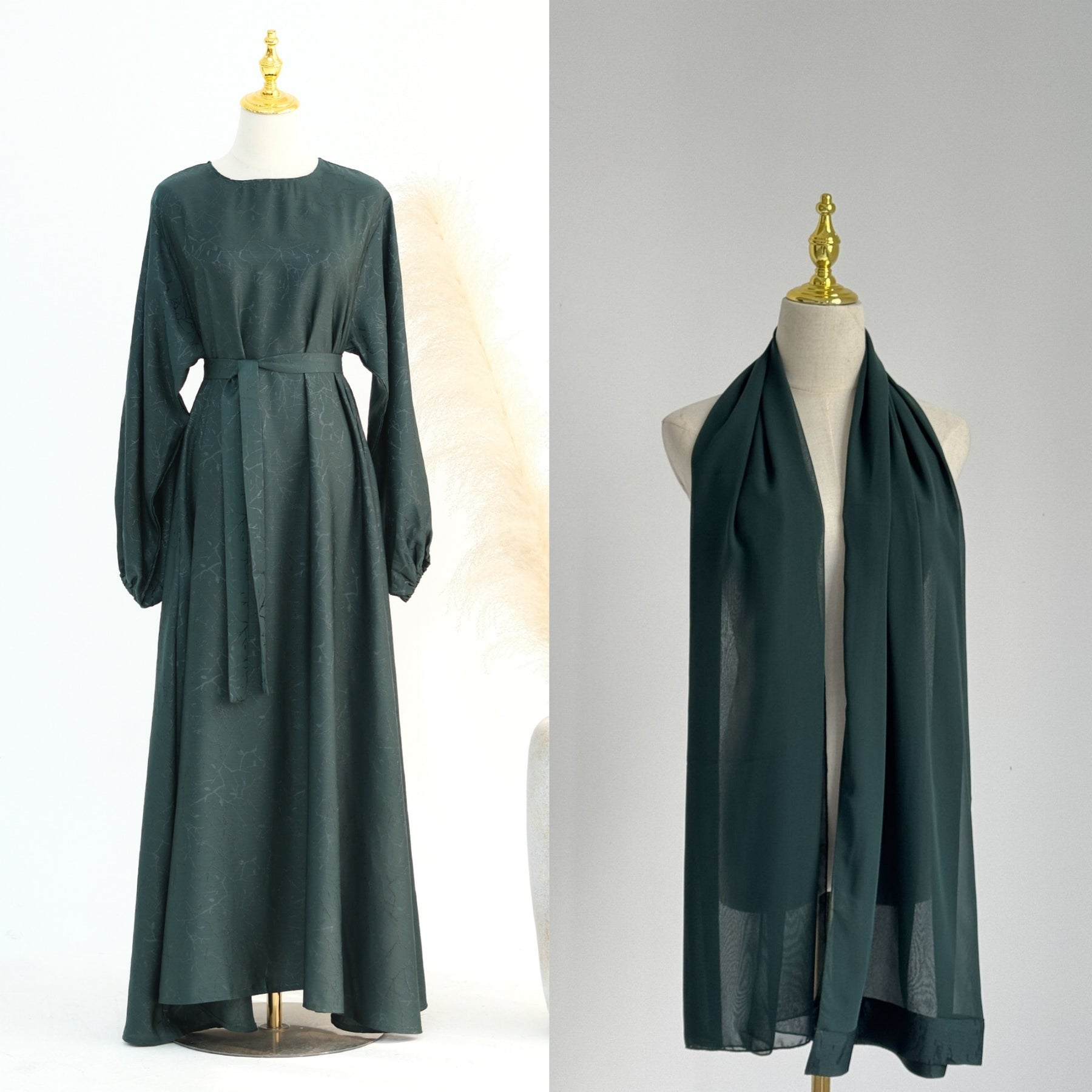 LRDB009  Plain Bat-Sleeve Dress Abaya+Hijab