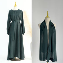 LRDB009  Plain Bat-Sleeve Dress Abaya+Hijab