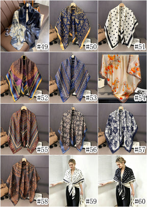 S11001  110*110 cm Printed Silk-Look Large Square Scarf