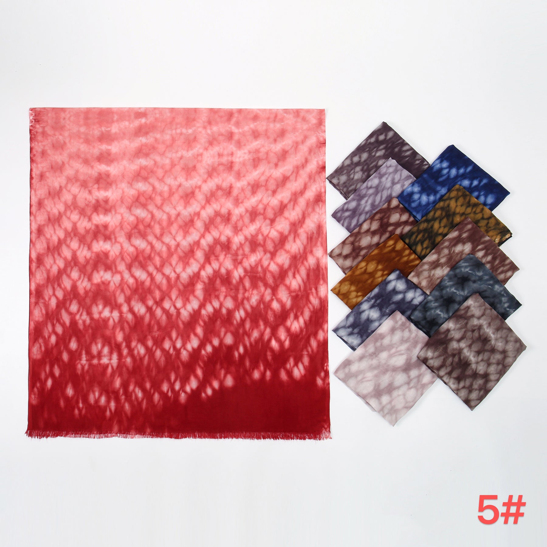 SS013  Modal Tie-Dye Printed Hijab with Short Fringe Ends