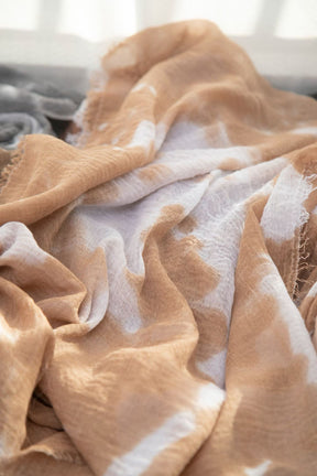 SS014  Printed Polyester Crinkle Four-Sided Short Fringe Hijab
