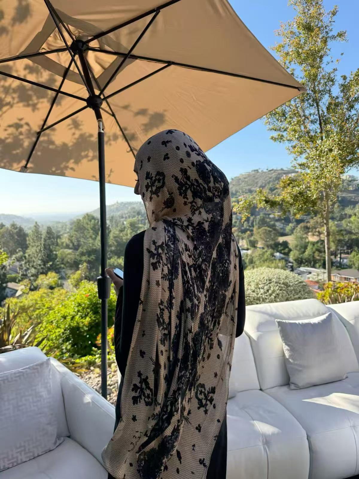 MYR002  Printed Modal Hijab – Elegantly Styled on Model