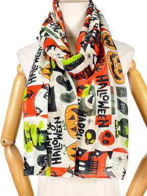 BD-115 Halloween Digital print scarf/Casual cardigan set