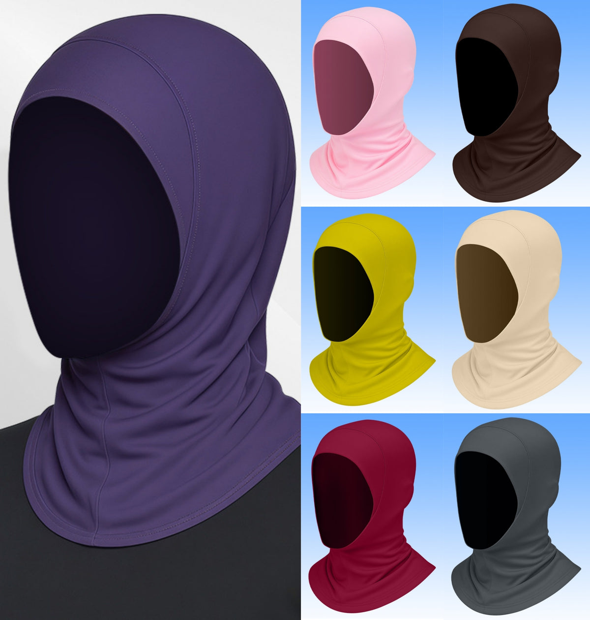 GT003 Solid color high elastic thin ice silk hijab cap