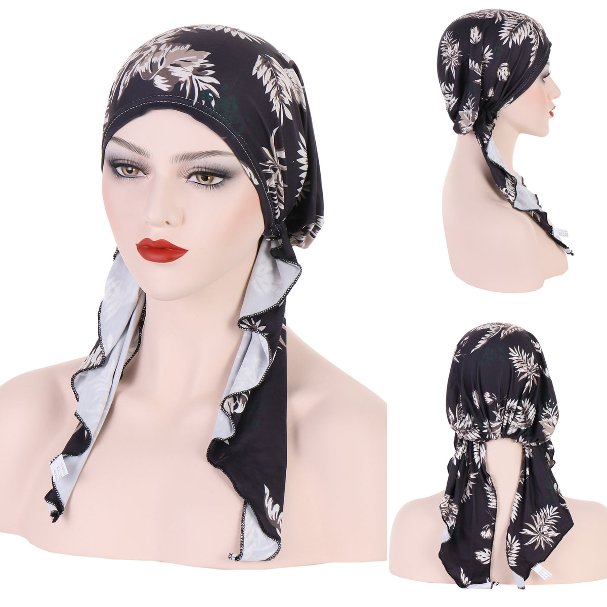 8358 Curved floral pullover cap