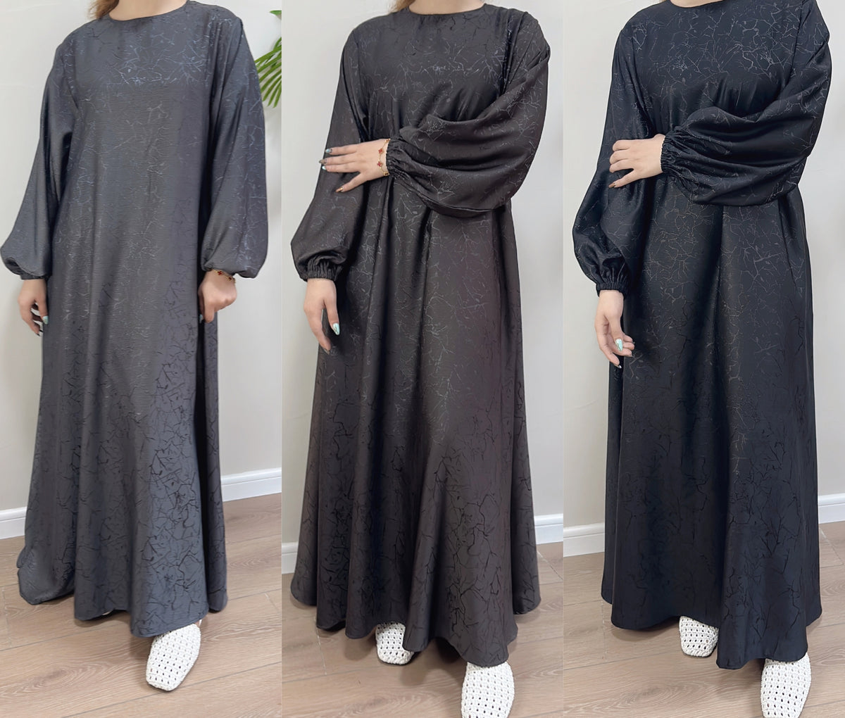 LRDB009  Plain Bat-Sleeve Dress Abaya+Hijab