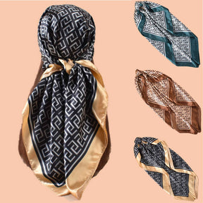 D546 90*90cm Printed Satin Square Scarf - MOQ:3