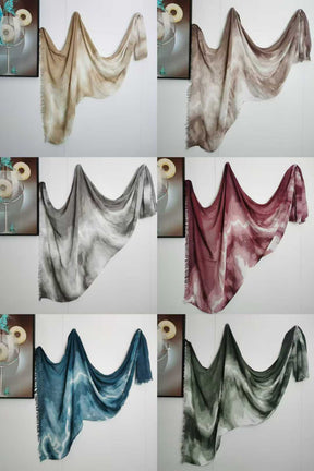 SS011  Modal Gradient Color Short Tassel Crinkled Hijab