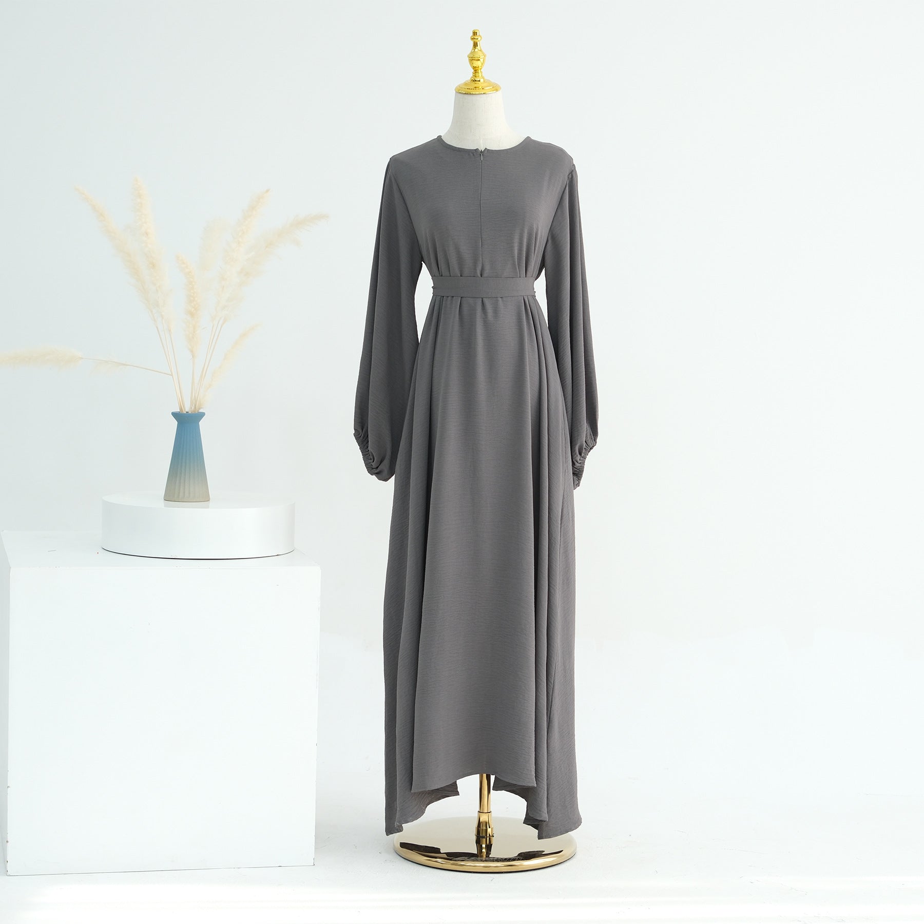 LR708  Plain Viscose Elastic Cuff Dress