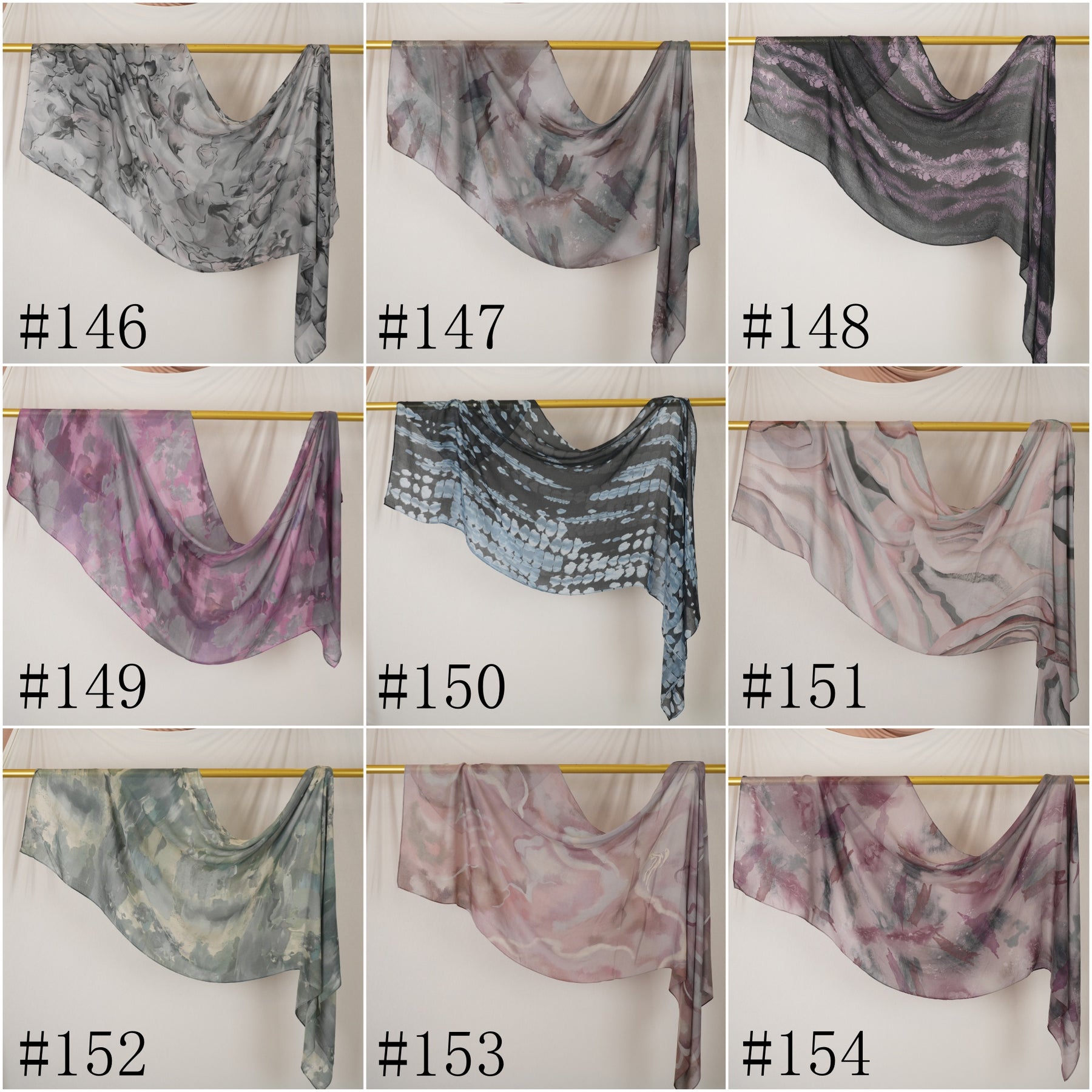 DL001  Modal printed hijab with square corners and rolled hem