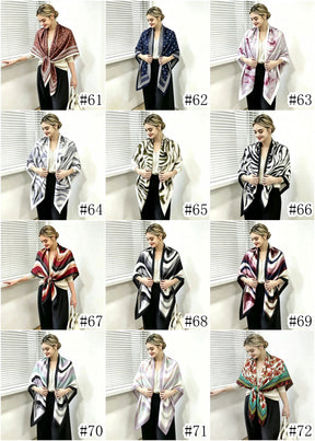 S11001  110*110 cm Printed Silk-Look Large Square Scarf