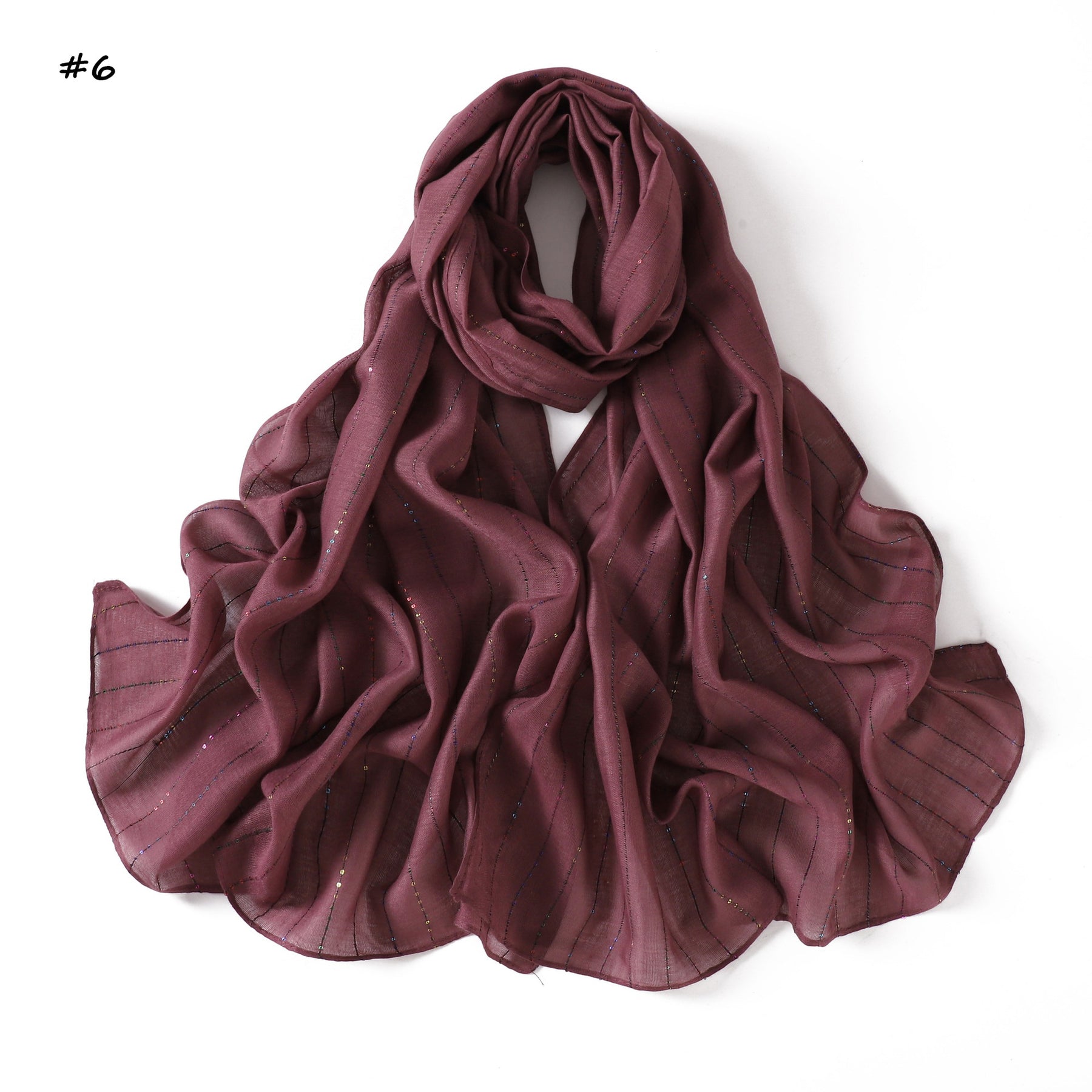 YZ328  Striped Lightweight Polyester Colorful Sequin Hijab