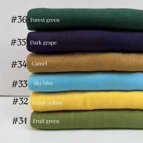 WJA79  Plain natural crinkle cotton hijab with fringes on both ends