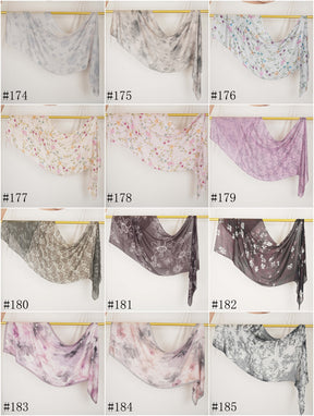 DL001  Modal printed hijab with square corners and rolled hem