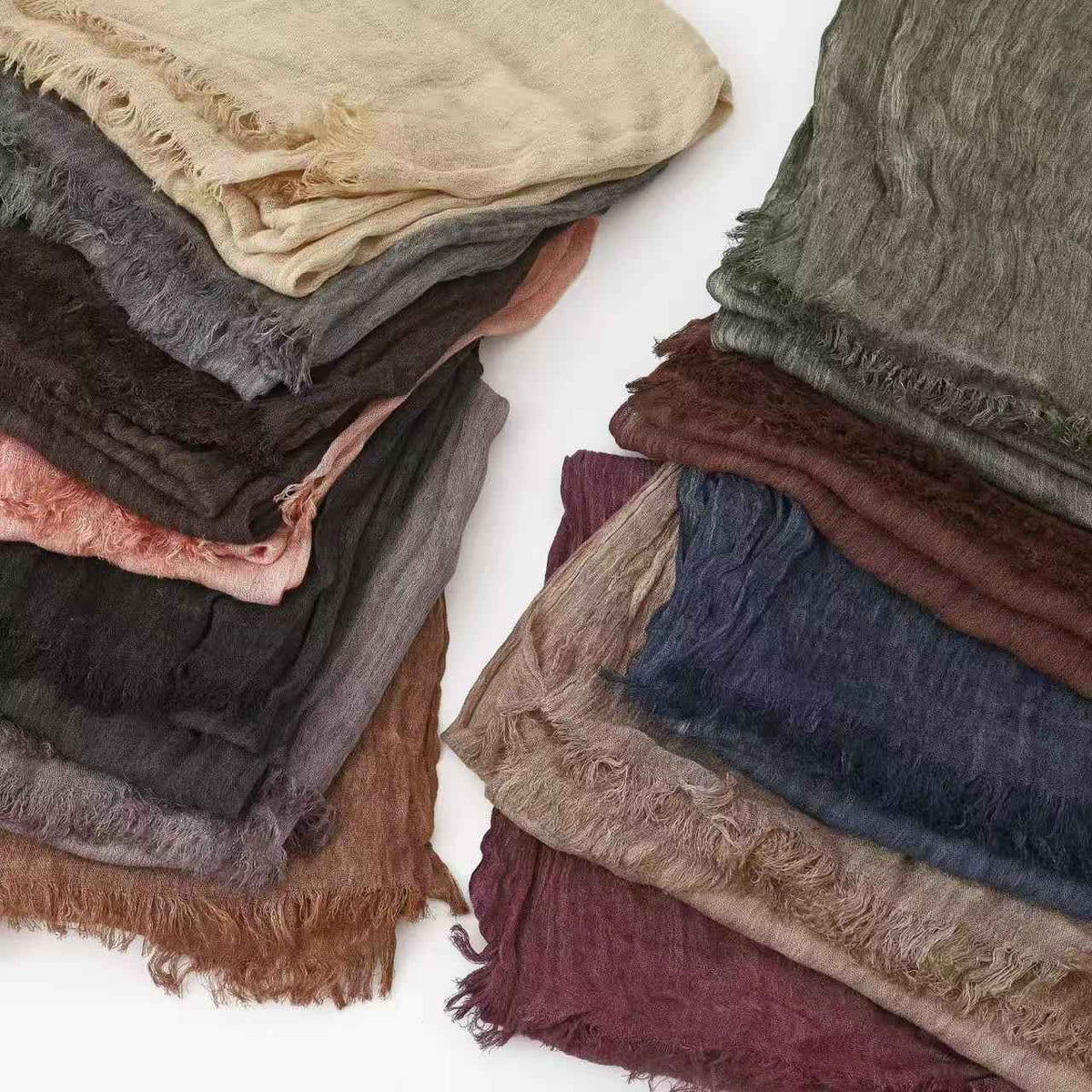 SS004  Modal dirty dyed wrinkled small tassel hijab