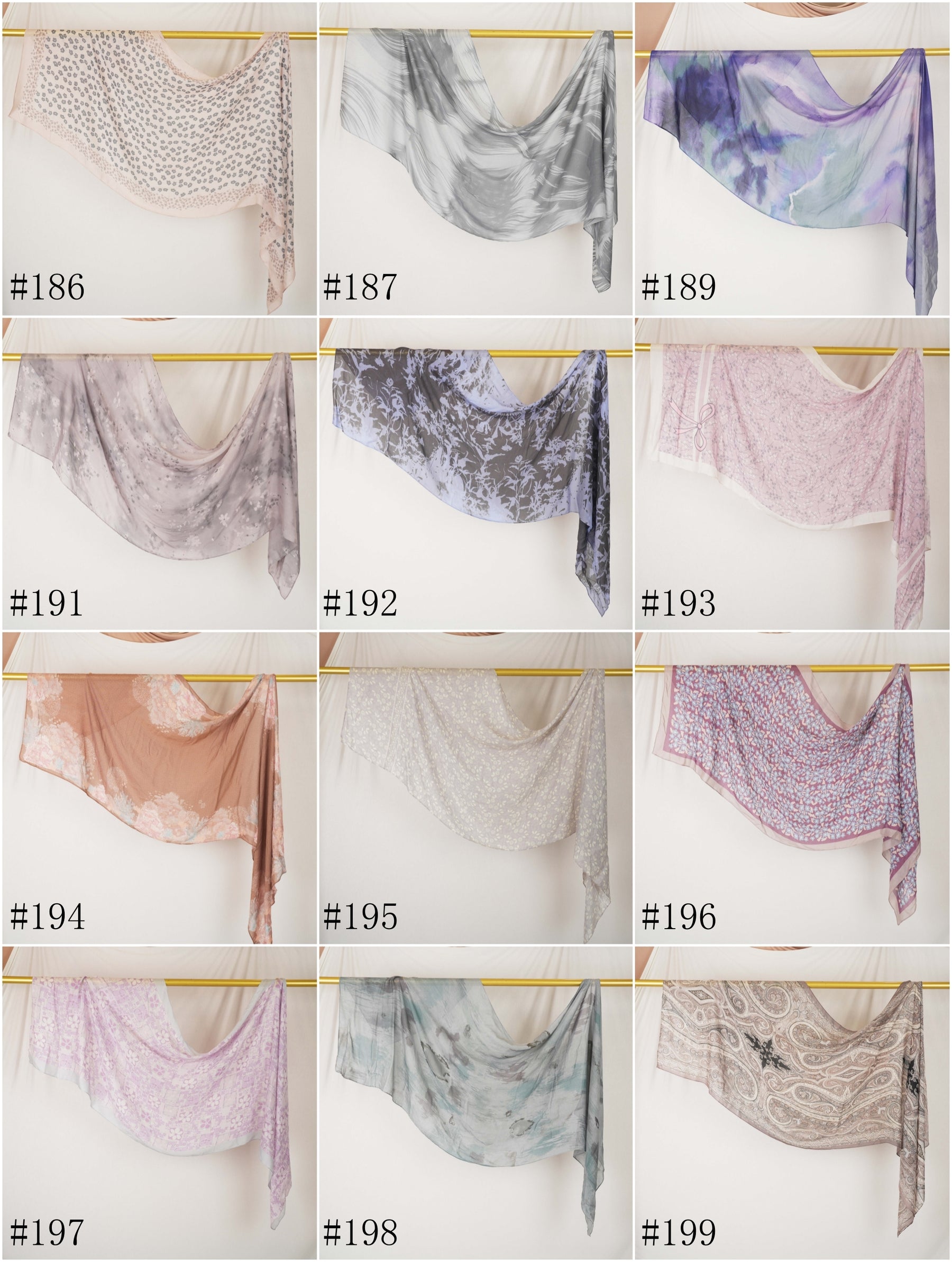 DL001  Modal printed hijab with square corners and rolled hem