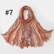 SS007 Gradient Tassel Crinkle Modal Hijab